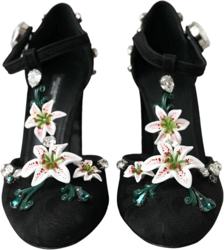 Dolce & Gabbana Bloemen Broche Pumps Zwart Black Dames