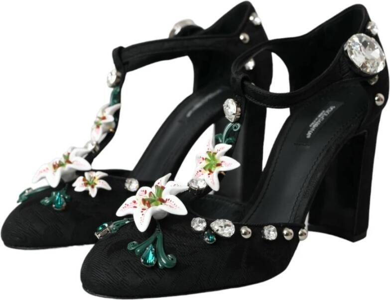 Dolce & Gabbana Bloemen Broche Pumps Zwart Black Dames