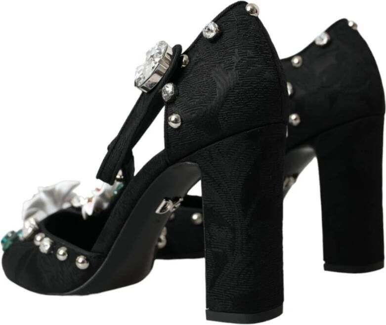 Dolce & Gabbana Bloemen Broche Pumps Zwart Black Dames