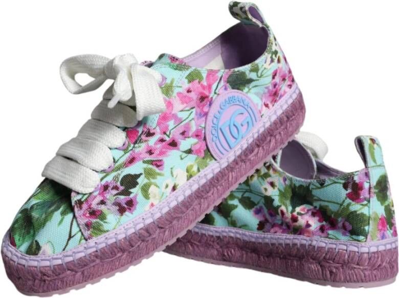 Dolce & Gabbana Bloemen Canvas Espadrille Sneakers Multicolor Dames