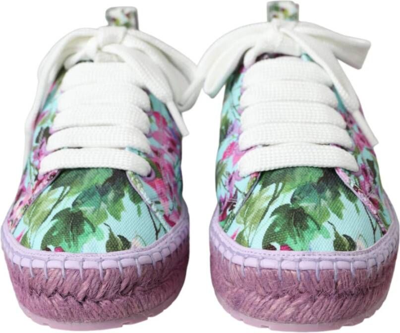 Dolce & Gabbana Bloemen Canvas Espadrilles Sneakers Multicolor Dames