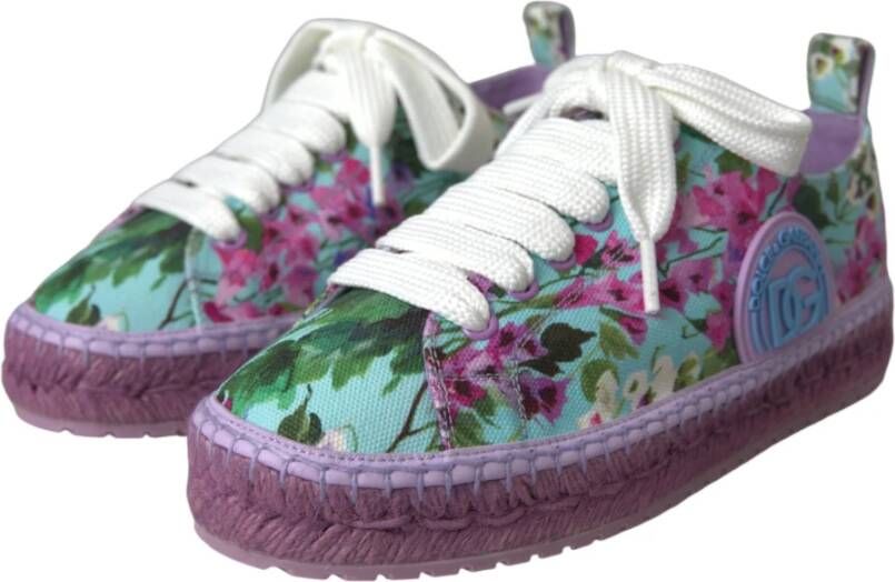 Dolce & Gabbana Bloemen Canvas Espadrilles Sneakers Multicolor Dames