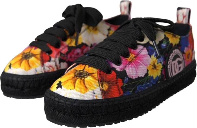 Dolce & Gabbana Bloemen Canvas Espadrilles Sneakers Multicolor Dames