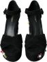 Dolce & Gabbana Zwarte Suède Bloem Hakken Sandalen Black Dames - Thumbnail 2