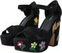 Dolce & Gabbana Zwarte Suède Bloem Hakken Sandalen Black Dames - Thumbnail 3