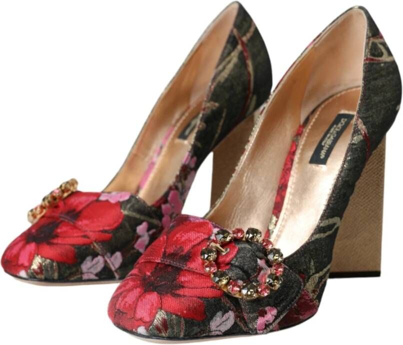 Dolce & Gabbana Bloemen Jacquard Kristal Hakken Pumps Schoenen Multicolor Dames