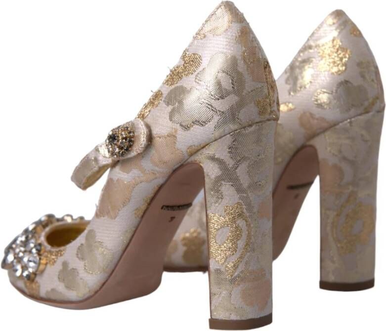 Dolce & Gabbana Bloemen Jacquard Kristal Hoge Hak Pumps Yellow Dames