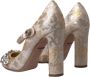 Dolce & Gabbana Bloemen Jacquard Kristal Hoge Hak Pumps Yellow Dames - Thumbnail 4