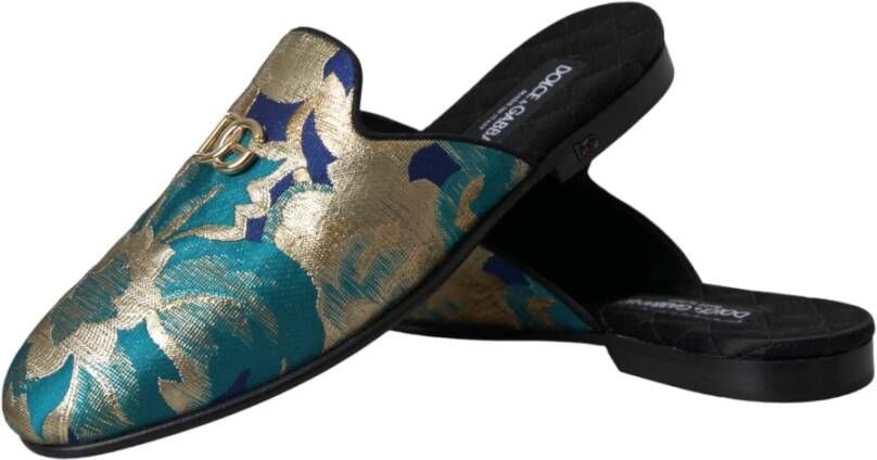 Dolce & Gabbana Bloemen Jacquard Logo Platte Sandalen Multicolor Dames