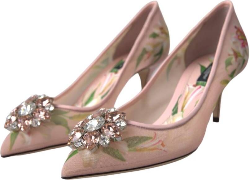 Dolce & Gabbana Bloemen Kristal Bellucci Pumps Schoenen Pink Dames