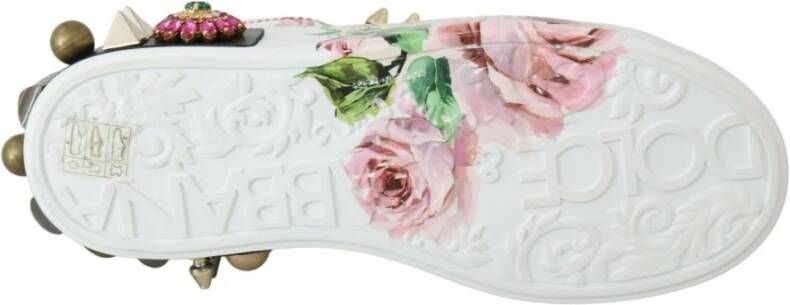 Dolce & Gabbana Bloemen Kristal Leren Sneakers Multicolor Dames