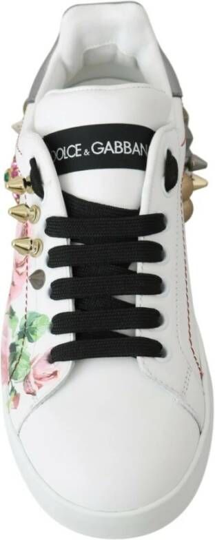 Dolce & Gabbana Bloemen Kristal Leren Sneakers Multicolor Dames