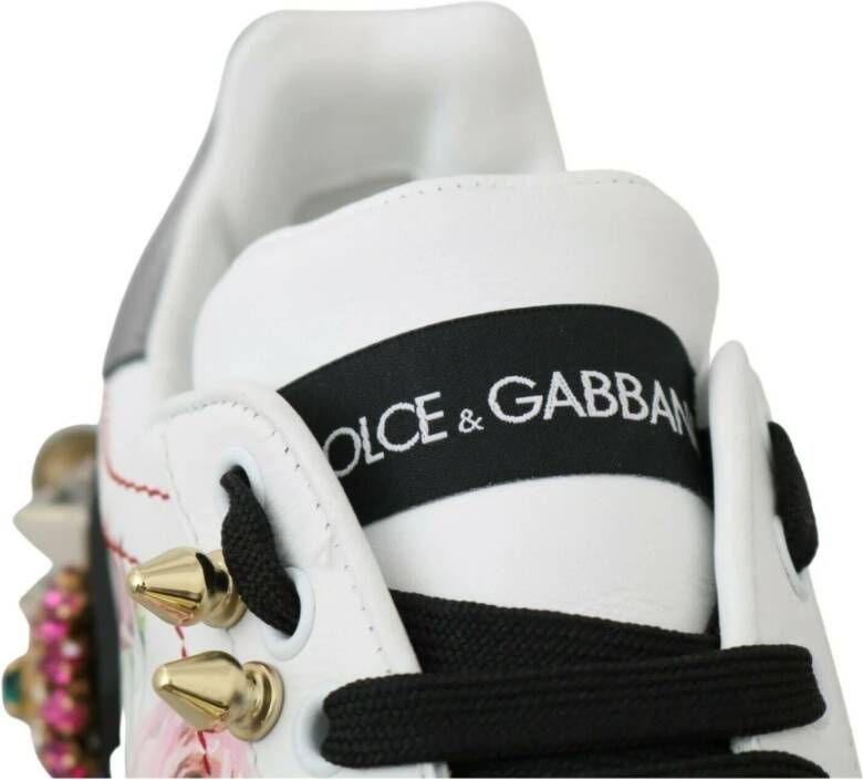 Dolce & Gabbana Bloemen Kristal Leren Sneakers Multicolor Dames