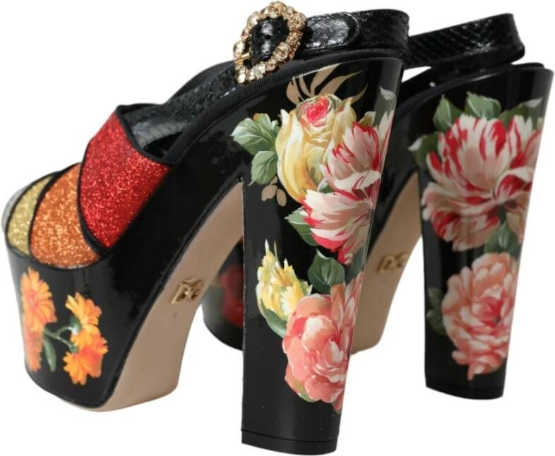 Dolce & Gabbana Bloemen kristalplateau sandalen Multicolor Dames