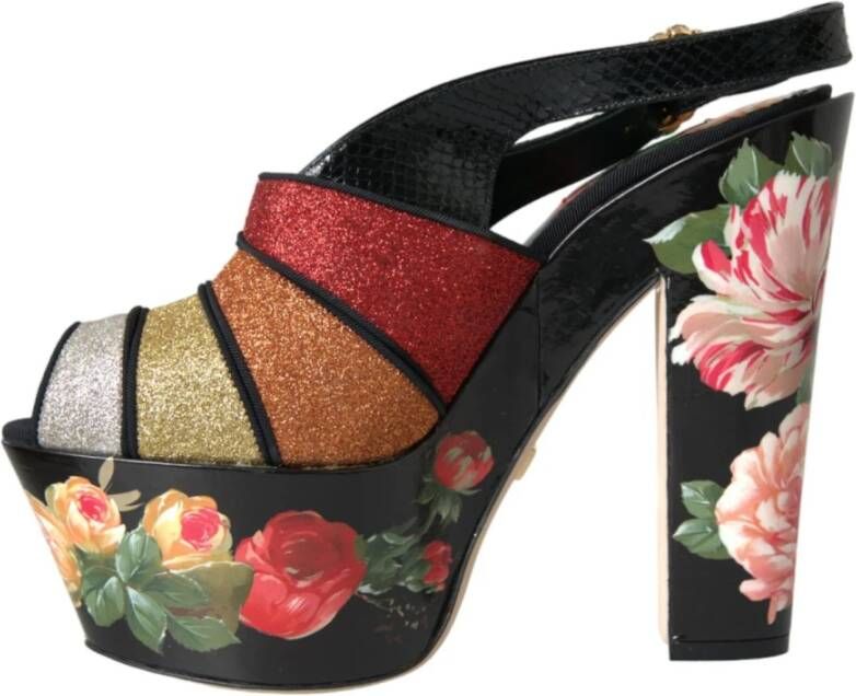 Dolce & Gabbana Bloemen kristalplateau sandalen Multicolor Dames