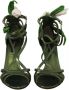 Dolce & Gabbana Bloemen Leren Strappy Hakken Sandalen Green Dames - Thumbnail 2