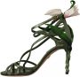 Dolce & Gabbana Bloemen Leren Strappy Hakken Sandalen Green Dames - Thumbnail 3