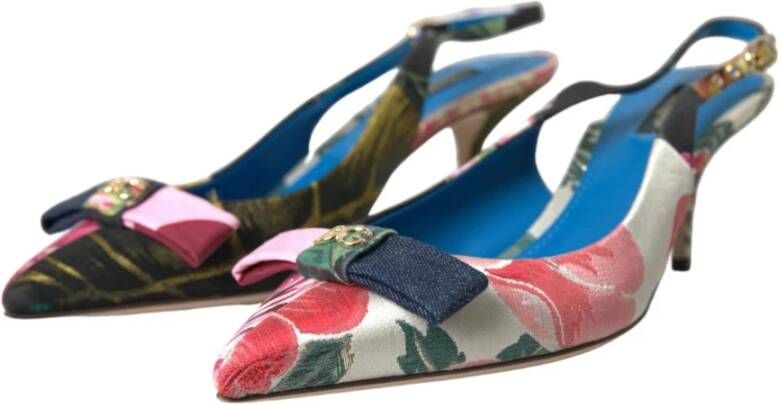 Dolce & Gabbana Bloemen Patchwork Slingback Hakken Multicolor Dames