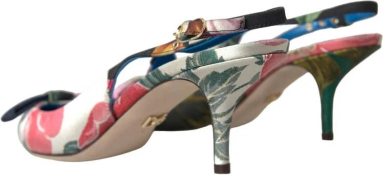 Dolce & Gabbana Bloemen Patchwork Slingback Hakken Multicolor Dames