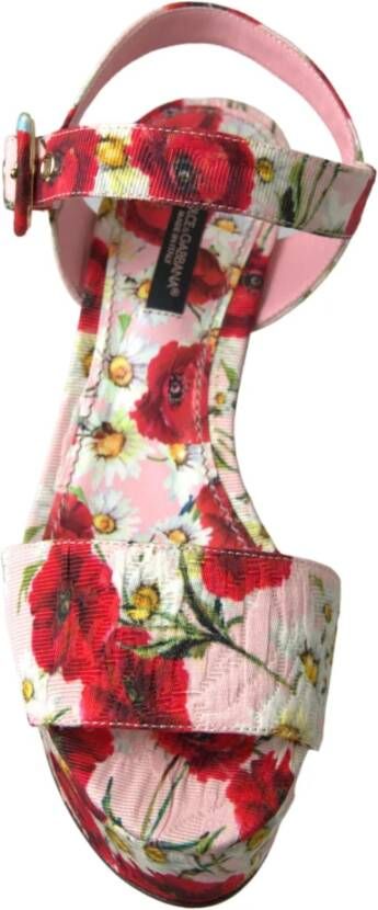 Dolce & Gabbana Bloemen sleehak sandalen met enkelband Multicolor Dames