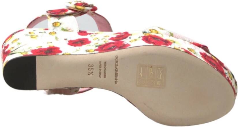 Dolce & Gabbana Bloemen sleehak sandalen met enkelband Multicolor Dames