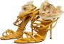 Dolce & Gabbana Bloemen Stiletto Hak Leren Sandalen Orange Dames - Thumbnail 4