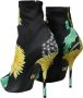 Dolce & Gabbana Bloemen Stretch Enkellaarzen Multicolor Dames - Thumbnail 4