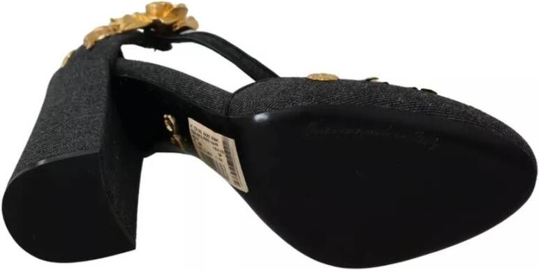 Dolce & Gabbana Bloemenengel Enkelband Schoenen Black Dames