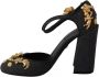 Dolce & Gabbana Bloemenengel Enkelband Schoenen Black Dames - Thumbnail 7