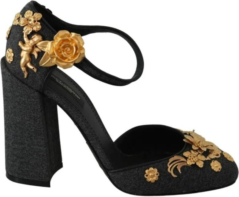 Dolce & Gabbana Bloemenengel Enkelband Schoenen Black Dames