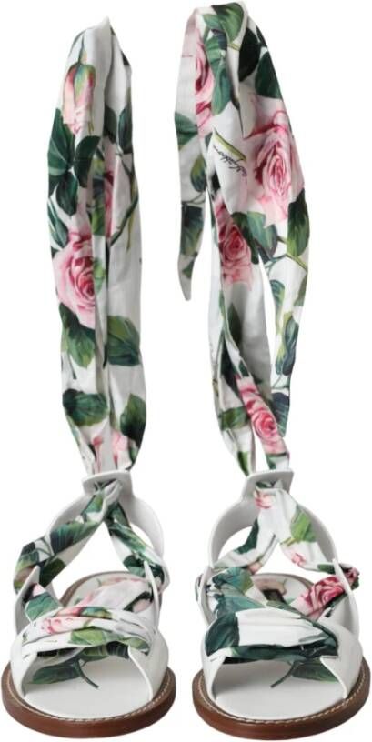 Dolce & Gabbana Bloemenprint Enkelwikkel Sandalen Multicolor Dames