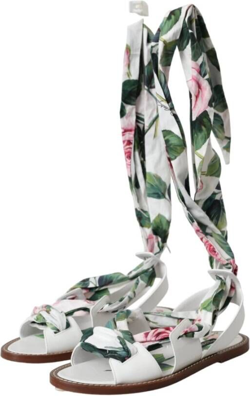 Dolce & Gabbana Bloemenprint Enkelwikkel Sandalen Multicolor Dames