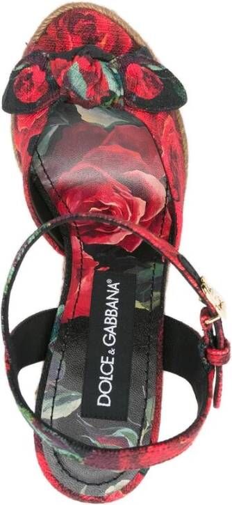 Dolce & Gabbana Bloemenprint Sleehak Sandalen Red Dames