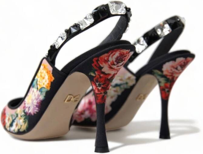 Dolce & Gabbana Bloemige Slingback Hakken met Kristaldetails Multicolor Dames