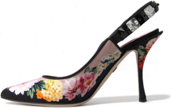 Dolce & Gabbana Bloemige Slingback Hakken met Kristaldetails Multicolor Dames