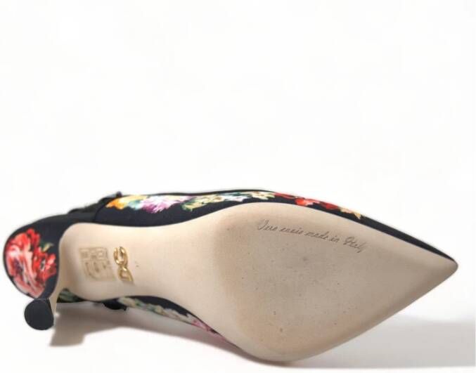 Dolce & Gabbana Bloemige Slingback Hakken met Kristaldetails Multicolor Dames