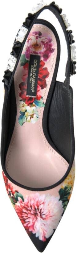 Dolce & Gabbana Bloemige Slingback Hakken met Kristaldetails Multicolor Dames