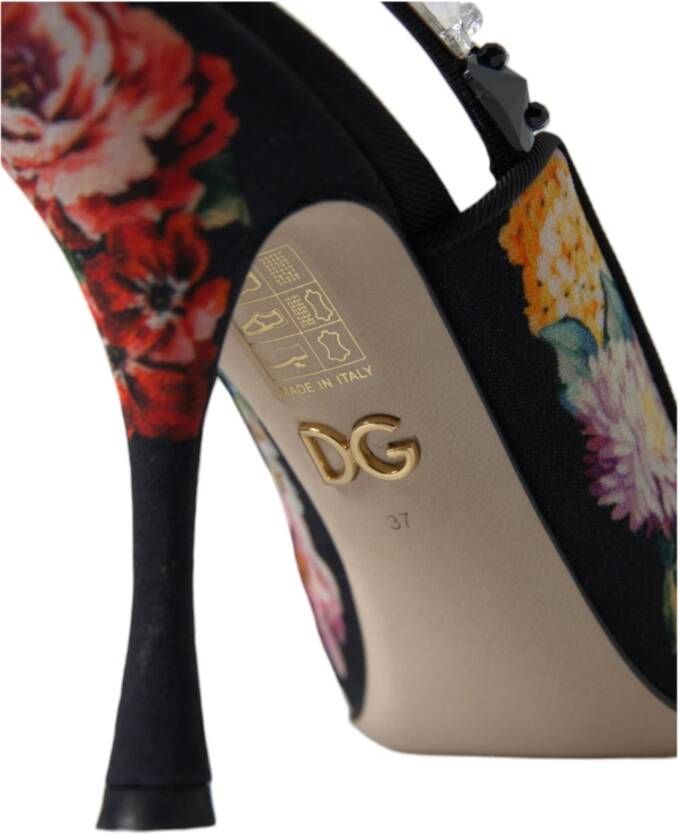 Dolce & Gabbana Bloemige Slingback Hakken met Kristaldetails Multicolor Dames