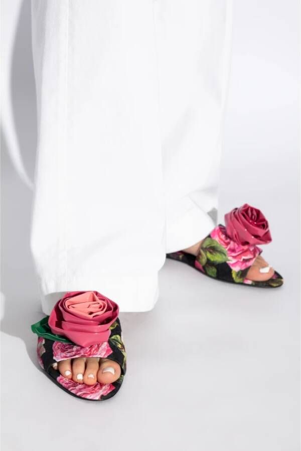 Dolce & Gabbana Bloemmotief slides Pink Dames