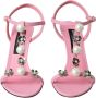 Dolce & Gabbana Roze Leren Versierde Hakken Sandalen Pink Dames - Thumbnail 2