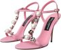 Dolce & Gabbana Roze Leren Versierde Hakken Sandalen Pink Dames - Thumbnail 3