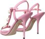 Dolce & Gabbana Roze Leren Versierde Hakken Sandalen Pink Dames - Thumbnail 4