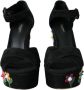 Dolce & Gabbana Bloemversierde Plateau Sandalen Black Dames - Thumbnail 2