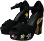 Dolce & Gabbana Bloemversierde Plateau Sandalen Black Dames - Thumbnail 3