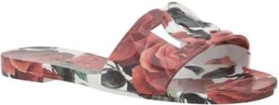 Dolce & Gabbana Bloemversierde platte sandalen met merkband Multicolor Dames