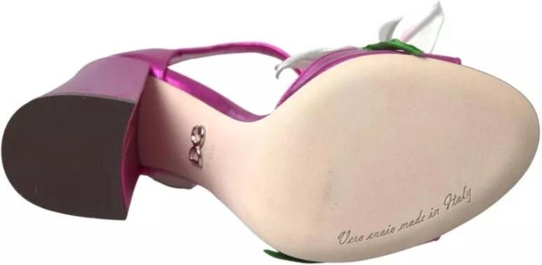 Dolce & Gabbana Blokhak Sandalen met Bloemen Pink Dames