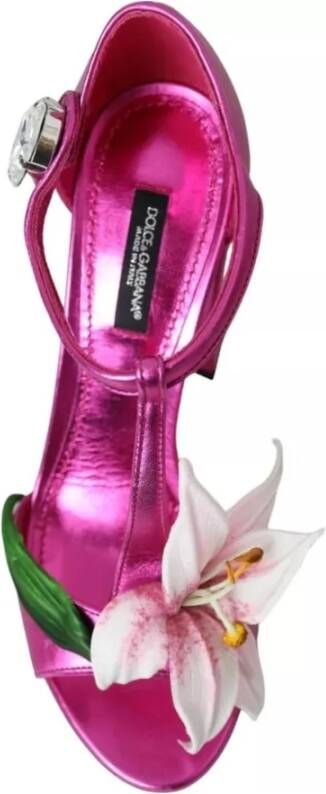 Dolce & Gabbana Blokhak Sandalen met Bloemen Pink Dames