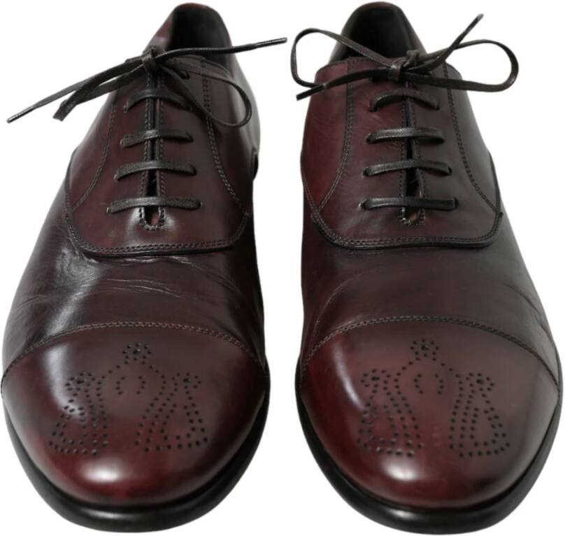 Dolce & Gabbana Bourgondische Leren Derby Schoenen Brown Heren