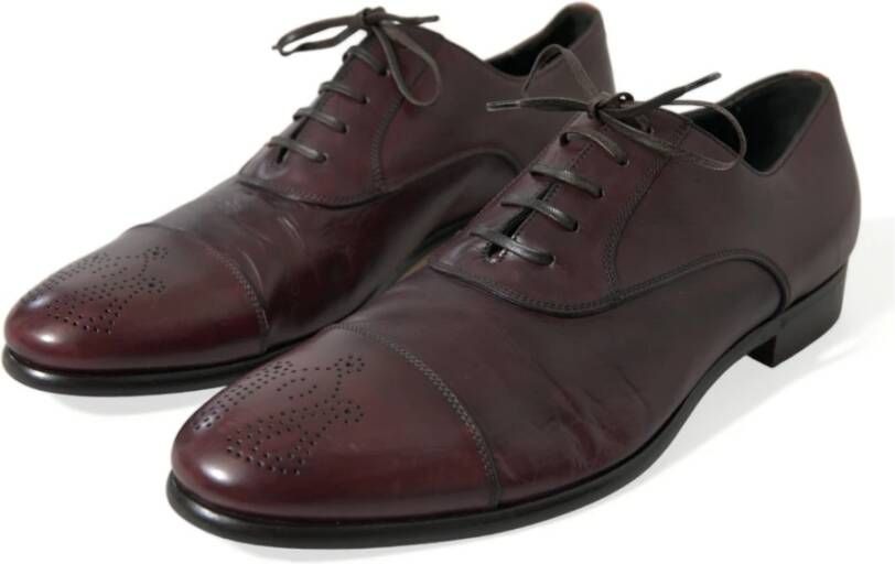 Dolce & Gabbana Bourgondische Leren Derby Schoenen Brown Heren