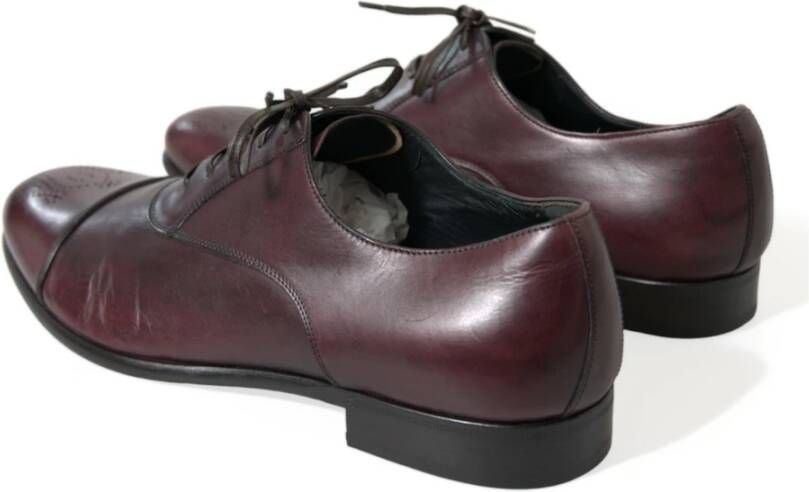 Dolce & Gabbana Bourgondische Leren Derby Schoenen Brown Heren